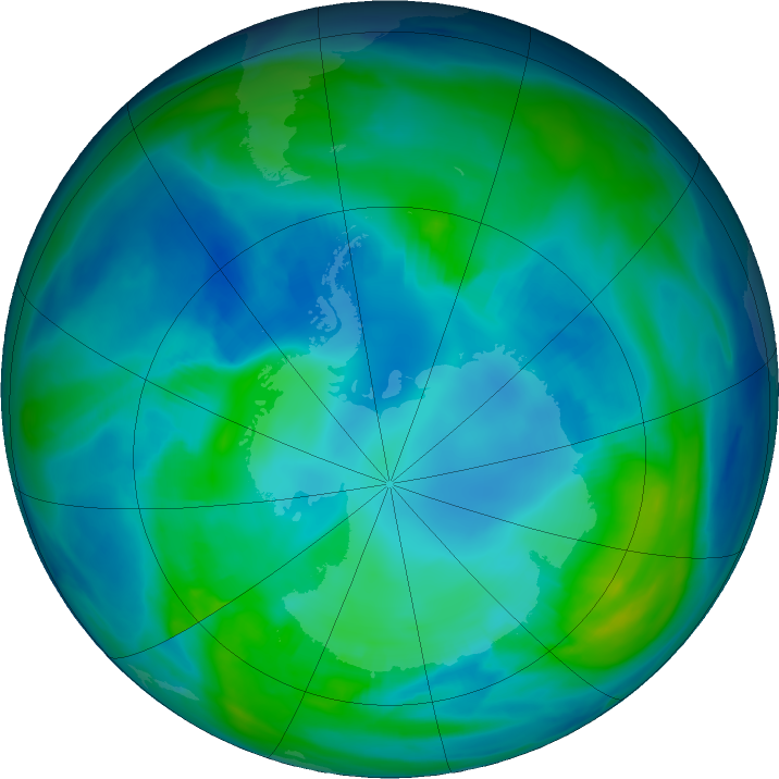 Antarctic ozone map for 30 April 2024